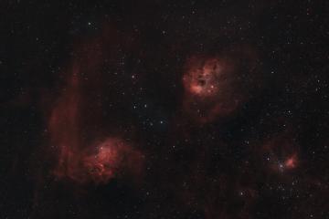 The Flaming Star and Tadpole Nebulae in the constellation Auriga