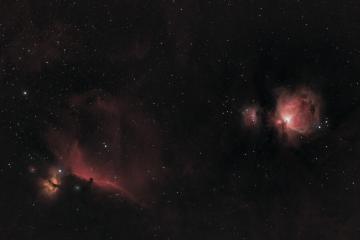 Horsehead, Flame and Great Orion Nebulae