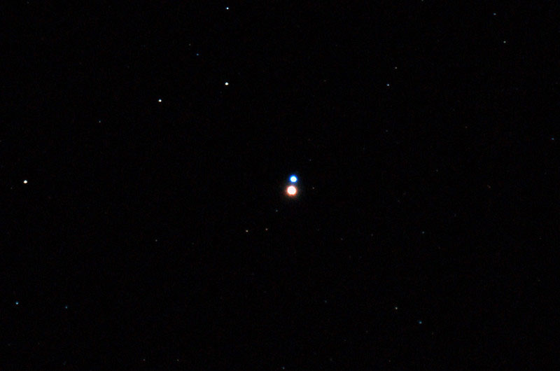 Albireo and its companion star in Cygnus