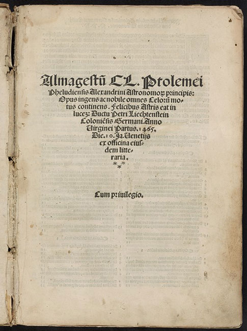 Copy of Liechtenstein’s 1515 Almagest