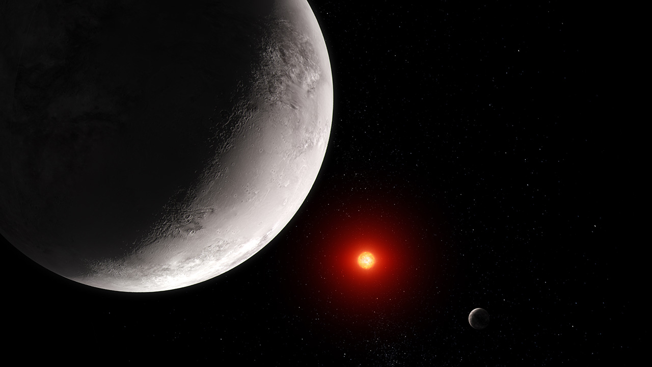 Tidally locked exoplanet, with terminator shadow